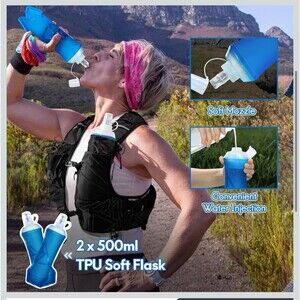 Haimont Hydration Running Vest NWT black Men's Women's Large 8L Soft Flask x2